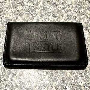 USED Magic Castle Leather ID Holder Leeman Genuine Calfskin Black Wallet Case
